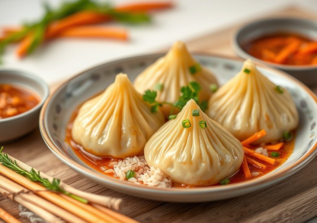 Loempiaatjes met scherpe saus — AI-gegenereerde illustratie