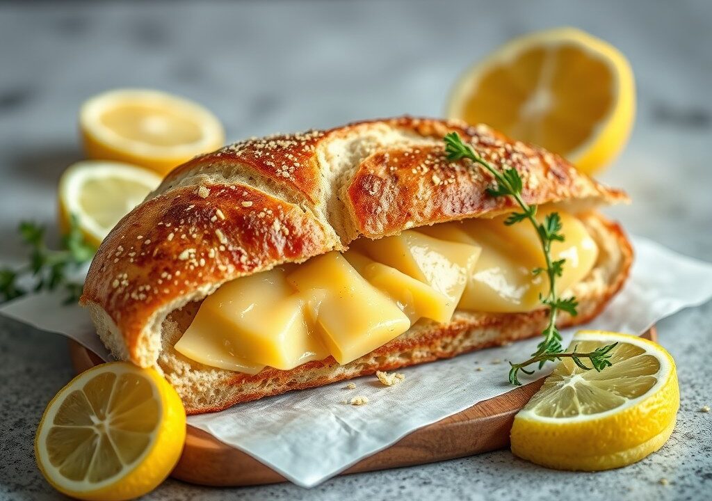 Lookbrood met cheddar en verse kruiden — AI-gegenereerde illustratie
