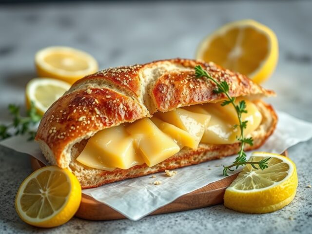 Lookbrood met cheddar en verse kruiden — AI-gegenereerde illustratie