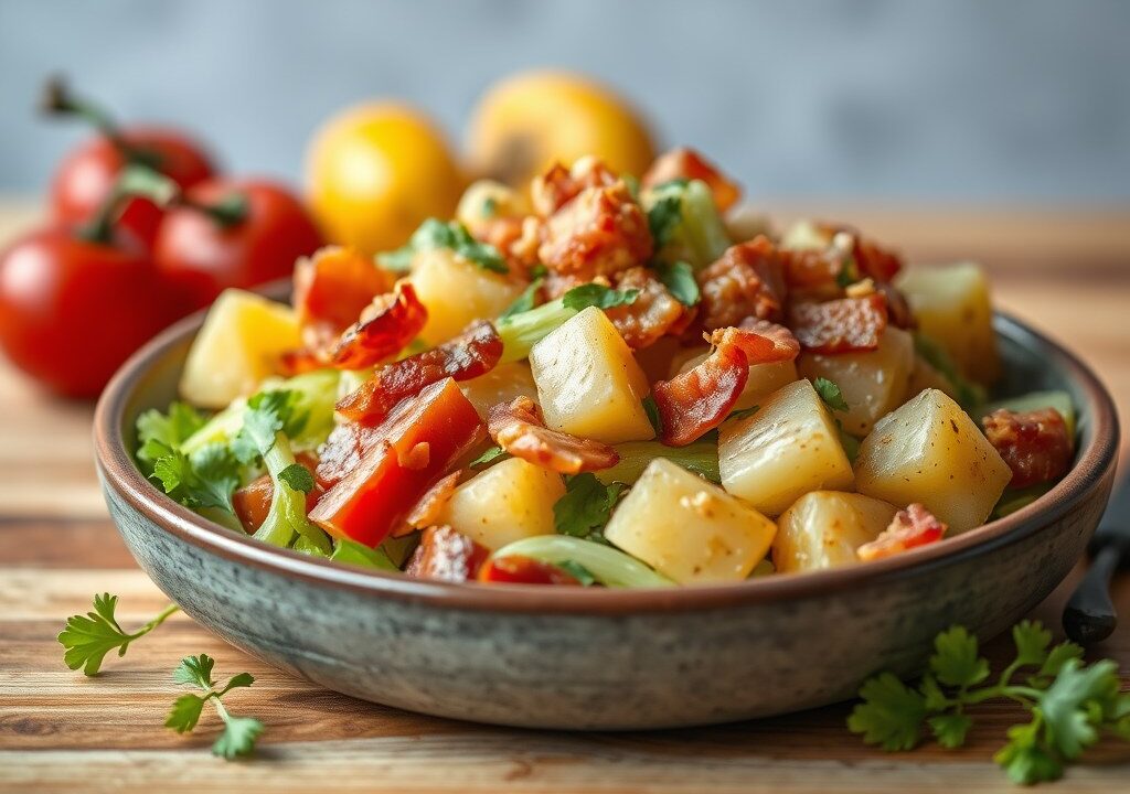 Luikse salade (salade liégeoise), AI-gegenereerde illustratie