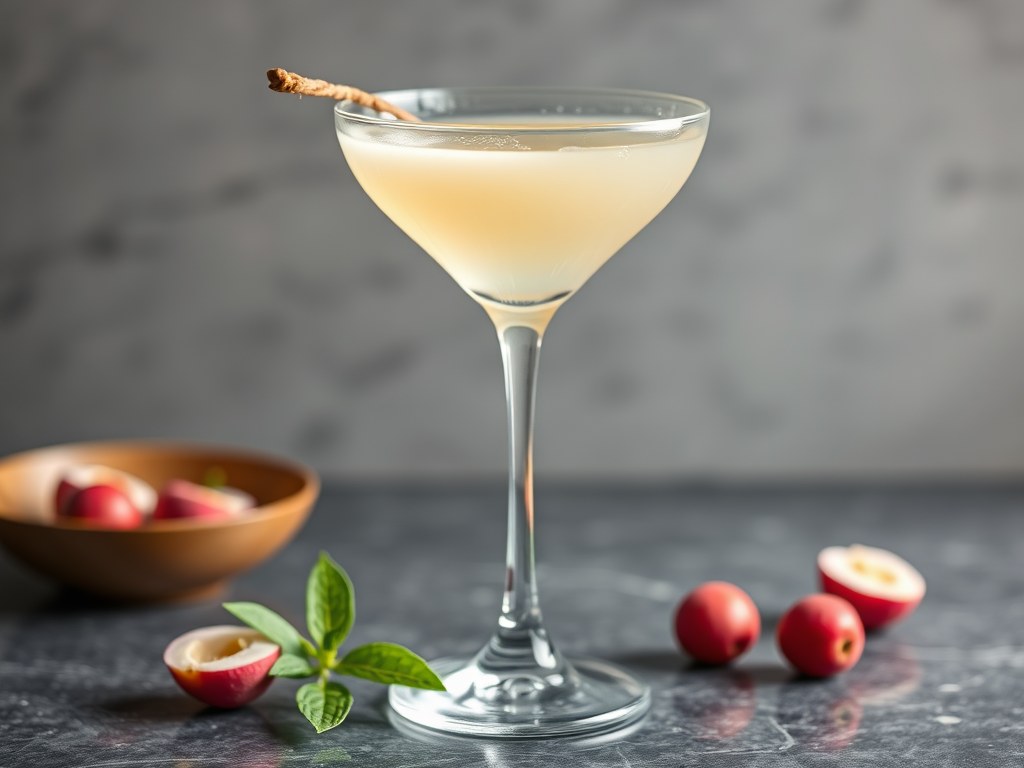 Lychee martini, AI-gegenereerde illustratie