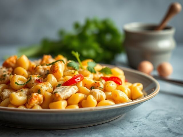 Macaroni gratin Hawai — AI-gegenereerde illustratie
