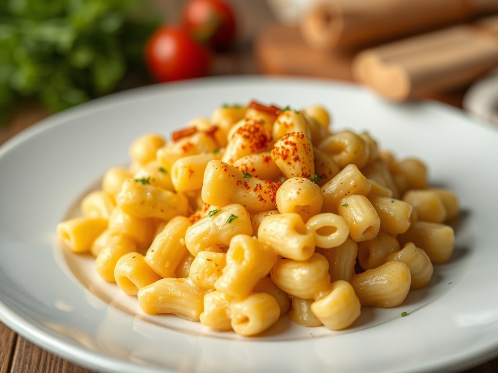 Macaroni-Kaas Schotel / GLUTENVRIJ, AI-gegenereerde illustratie