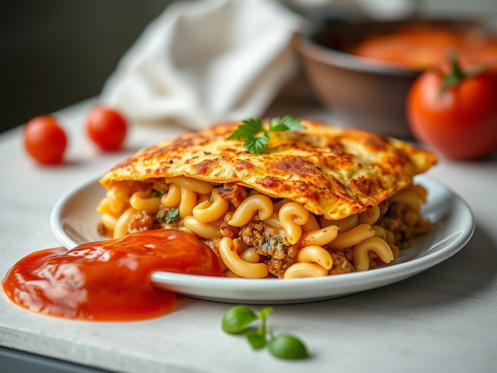 Macaroni tortilla, AI-gegenereerde illustratie