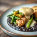 Mals varkenshaasje op een bedje van Blackwell saus met groene boontjes en kroketten