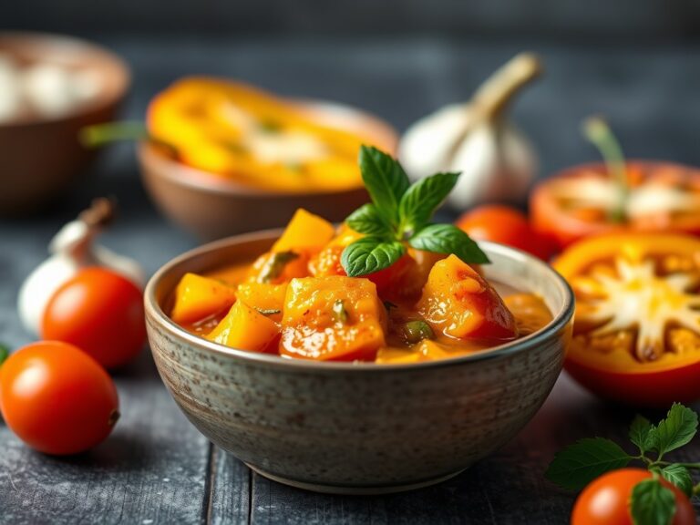 Mango-tomatencurry — AI-gegenereerde illustratie