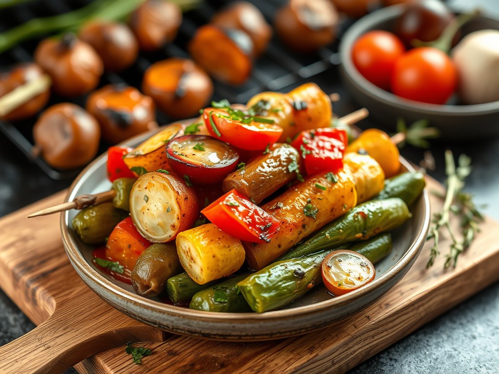 Marinade voor groenten op de bbq (zie opm), AI-gegenereerde illustratie