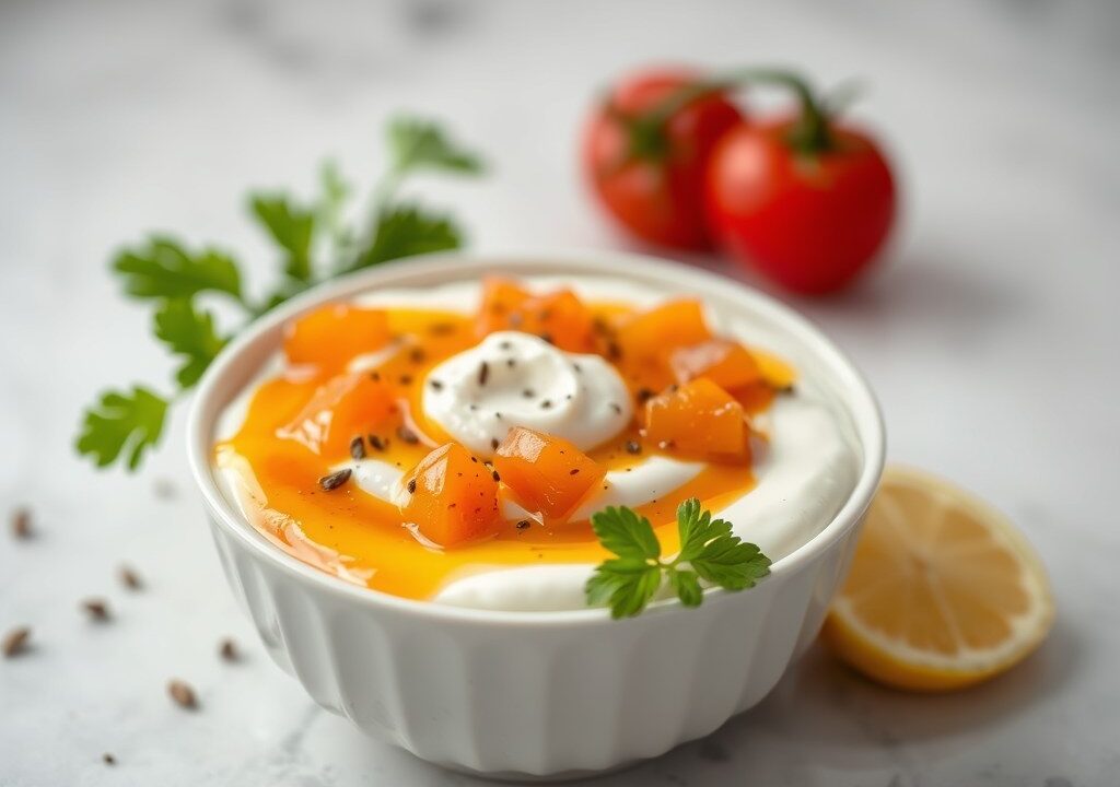 Marokkaanse yoghurt saus — AI-gegenereerde illustratie