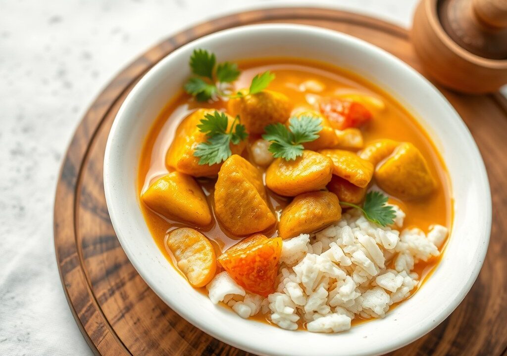 Masaman curry met kipkarbonade, AI-gegenereerde illustratie