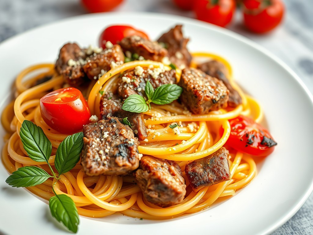 Mediterrane pasta, AI-gegenereerde illustratie