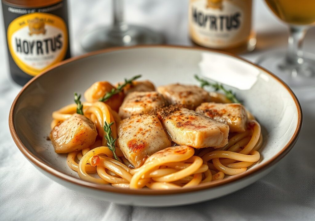 Meritus-stoofvlees met Hoegaarden-witbier, AI-gegenereerde illustratie