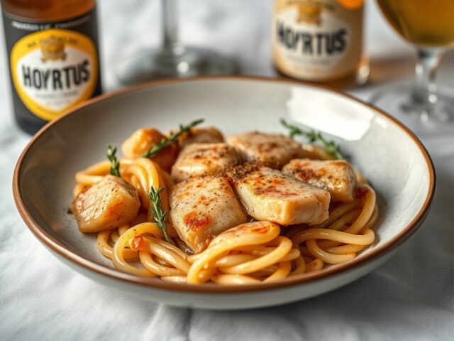 Meritus-stoofvlees met Hoegaarden-witbier — AI-gegenereerde illustratie