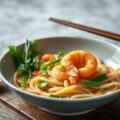 Mihoen met Bamigroentemix, Ei en Garnalen