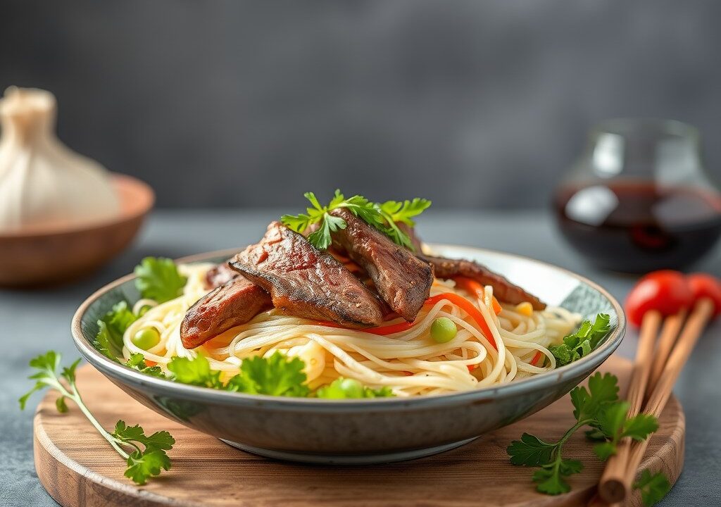 Mihoen Salade met Steak — AI-gegenereerde illustratie