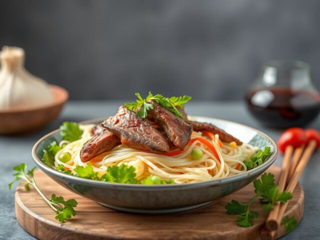 Mihoen Salade met Steak — AI-gegenereerde illustratie