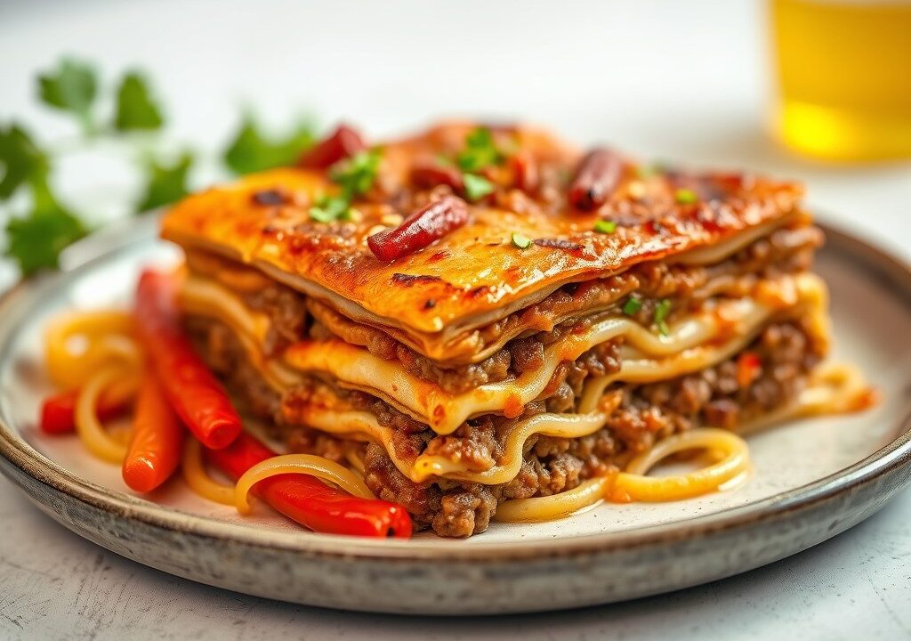 Mijn oosterse lasagna, AI-gegenereerde illustratie