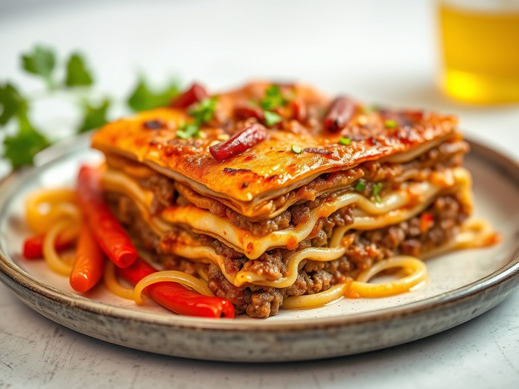 Mijn oosterse lasagna, AI-gegenereerde illustratie