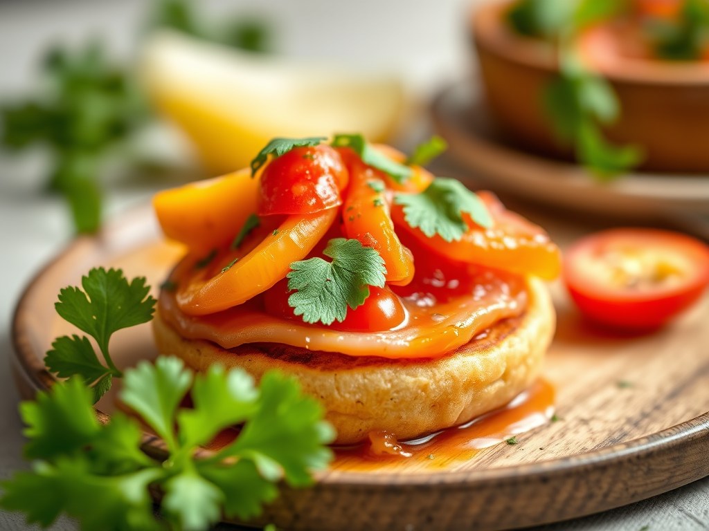 Mini-beenham met tomatensalsa, AI-gegenereerde illustratie