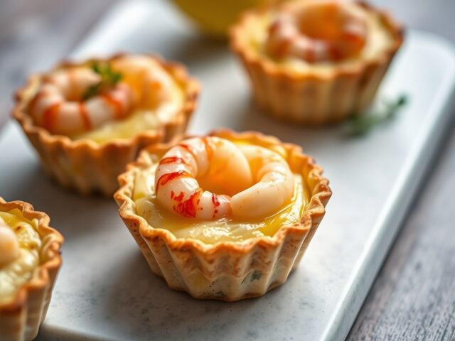 Mini quiches met prei en garnalen — AI-gegenereerde illustratie