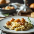 Minitorentjes met risotto en lompviseitjes