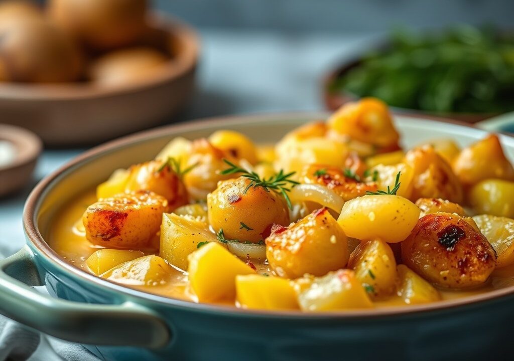 Moerepotage ovenschotel, AI-gegenereerde illustratie