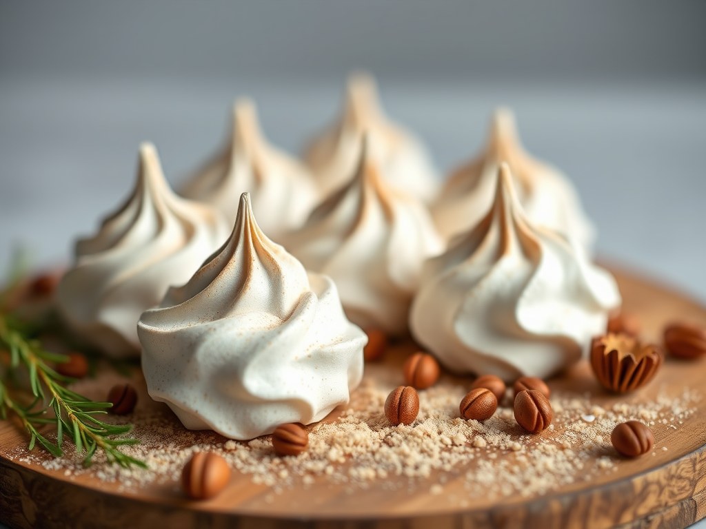 Mokka-hazelnootmeringues, AI-gegenereerde illustratie