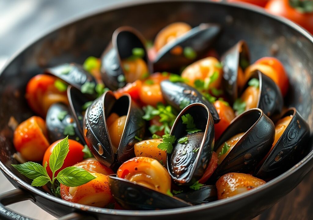 Mosselen met een Italiaans tintje — AI-gegenereerde illustratie