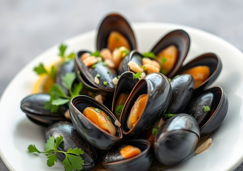 Moules à la Marinière uit Marseilles, AI-gegenereerde illustratie