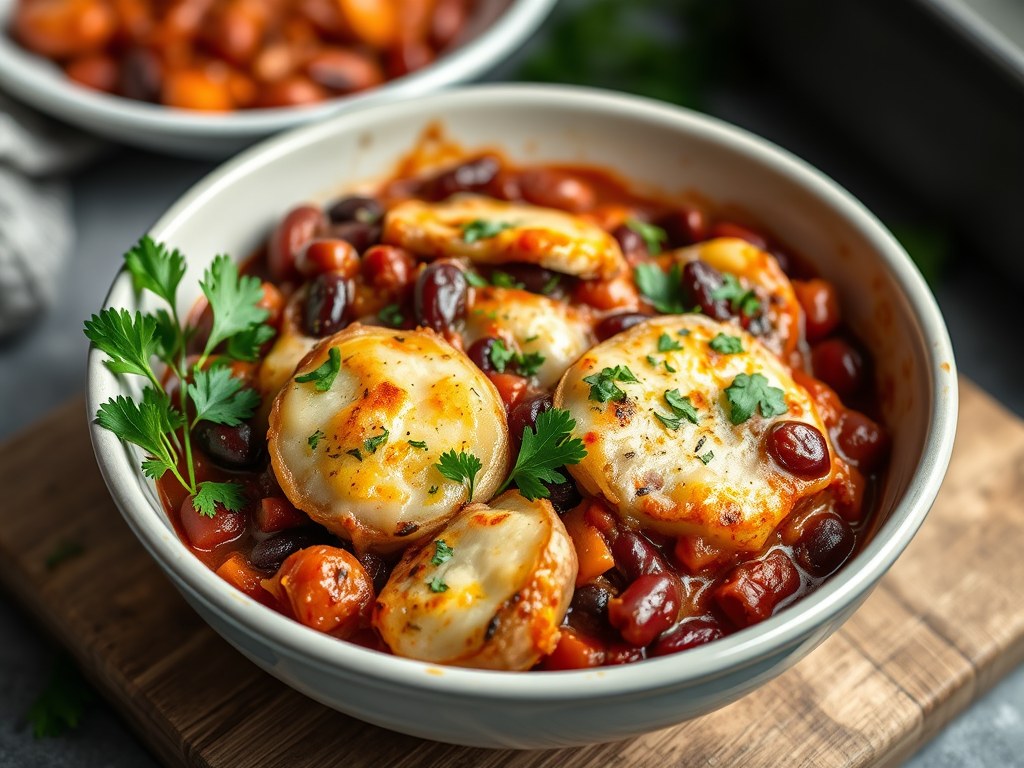Moussaka met rode bonen, AI-gegenereerde illustratie