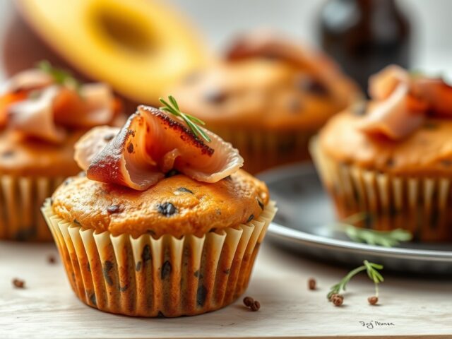 Muffins met Brugge Oud en gekookte ham — AI-gegenereerde illustratie