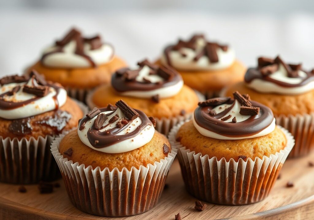 Muffins met een topping van chocoladeroom — AI-gegenereerde illustratie