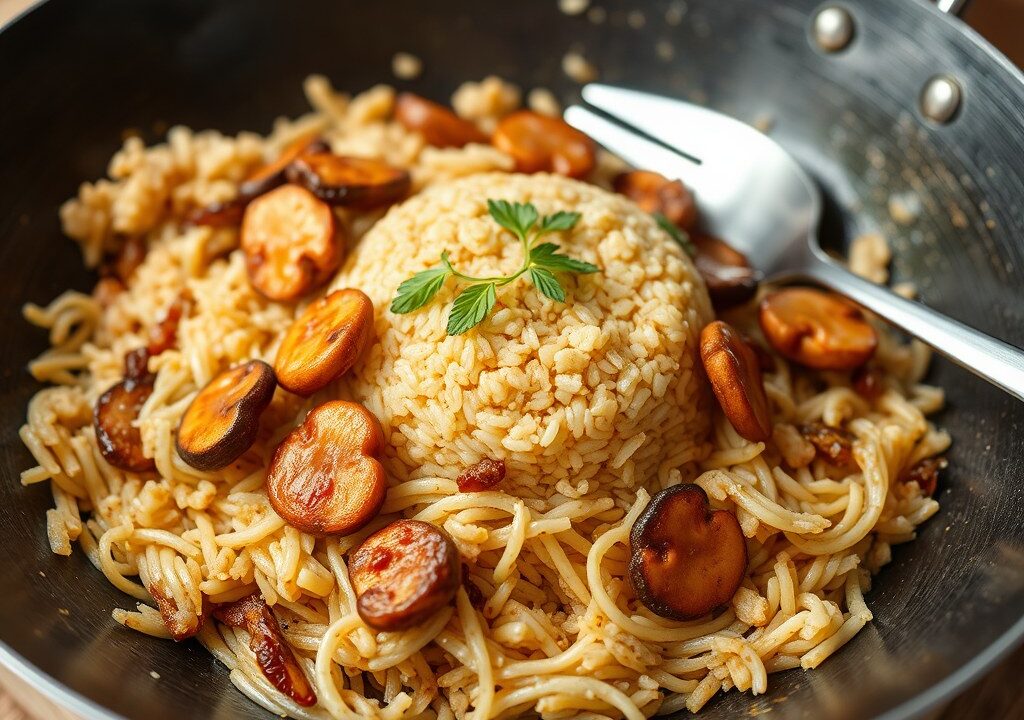 Nasi goreng istemewa (=speciaal), AI-gegenereerde illustratie
