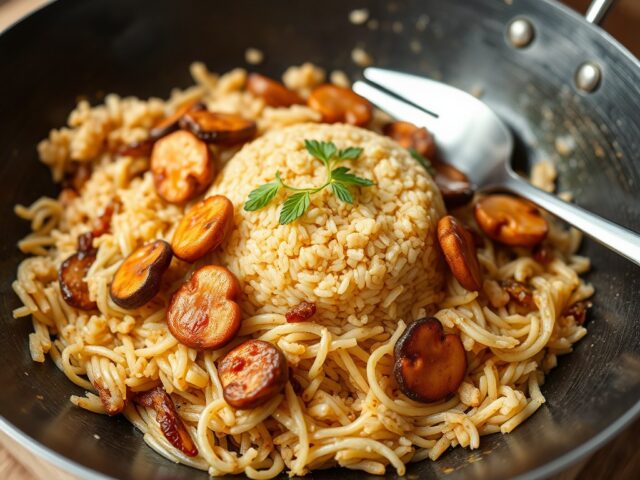 Nasi goreng istemewa (=speciaal) — AI-gegenereerde illustratie