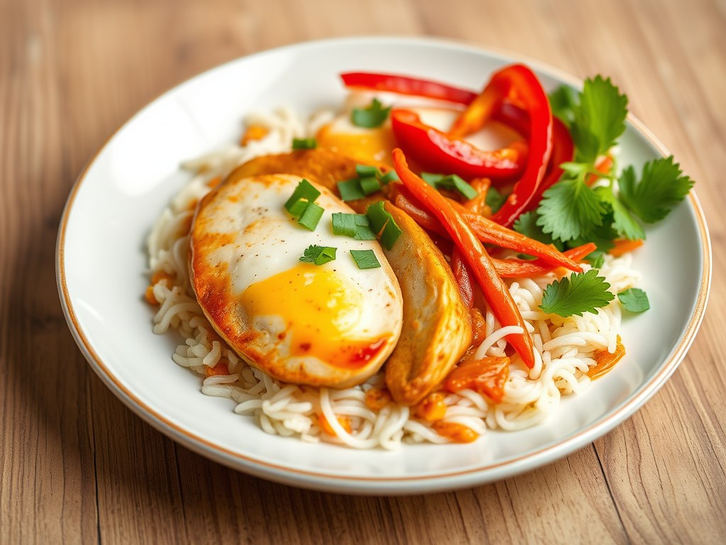 Nasi met Kipfilet, AI-gegenereerde illustratie