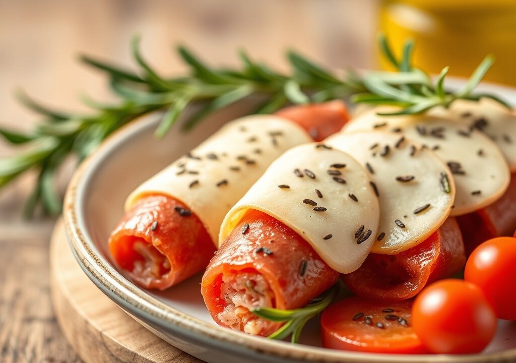 Olijven pepperoni stokjes — AI-gegenereerde illustratie