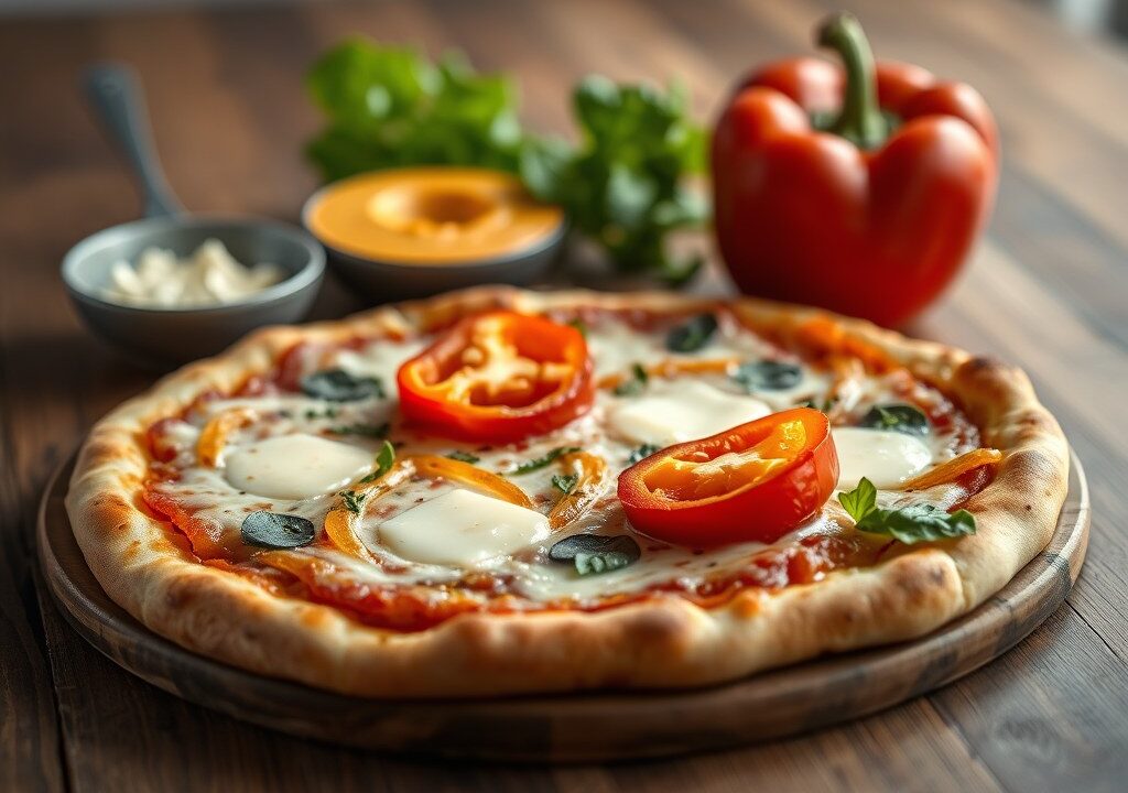 Ontbijtpizza, AI-gegenereerde illustratie