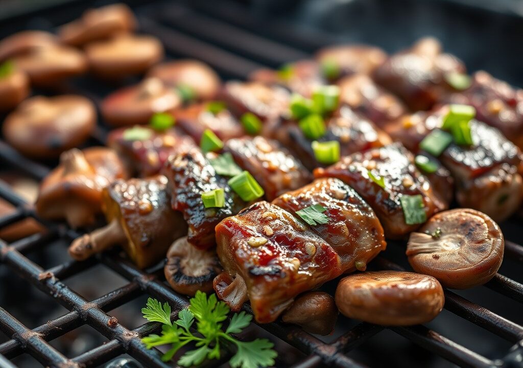 Oosterse karbonade met champignons — AI-gegenereerde illustratie