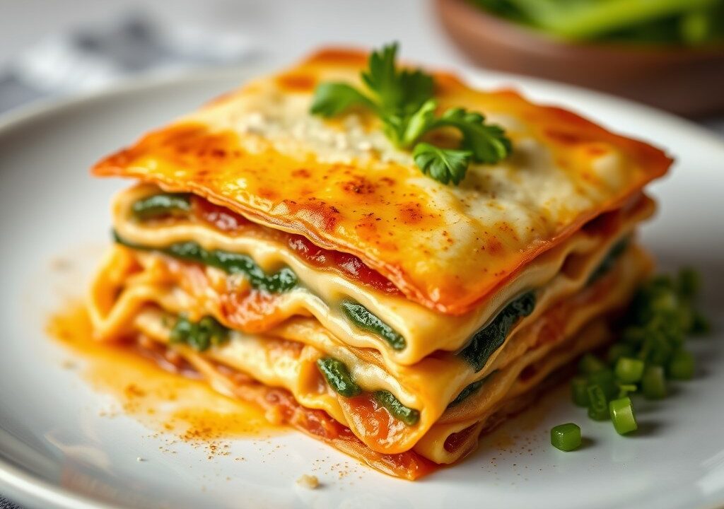 Oosterse lasagna, AI-gegenereerde illustratie
