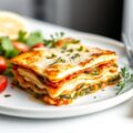 Open vislasagne met tuinkers