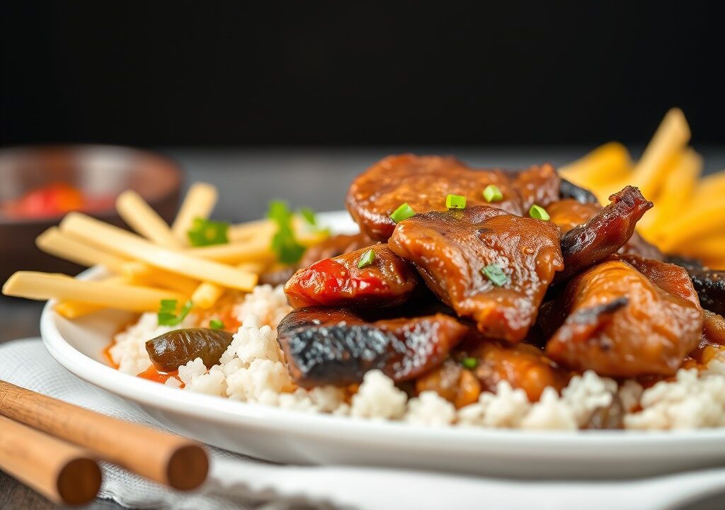 Opor Daging Perut Babi dengan Tahoe dan Telor — AI-gegenereerde illustratie