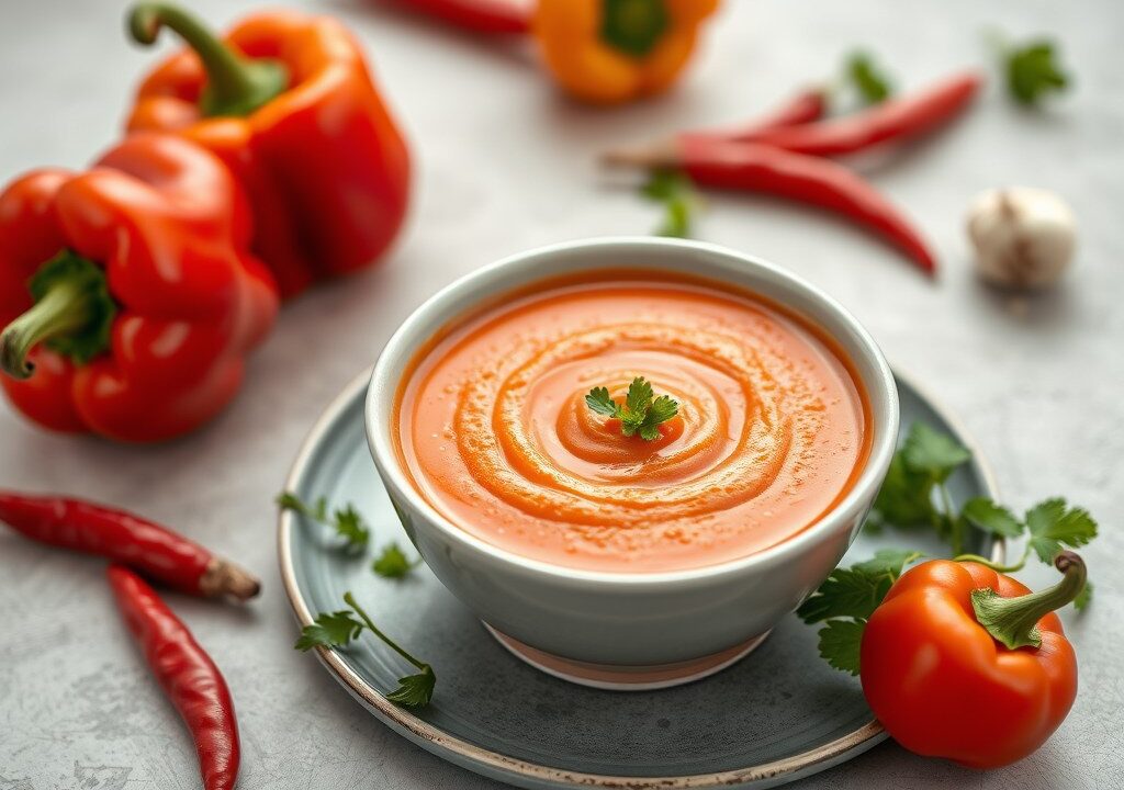 Oranje gazpacho — AI-gegenereerde illustratie