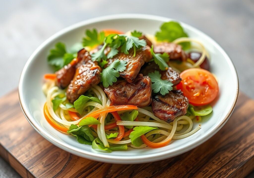 Ossenhaas salade met een Aziatisch tintje — AI-gegenereerde illustratie