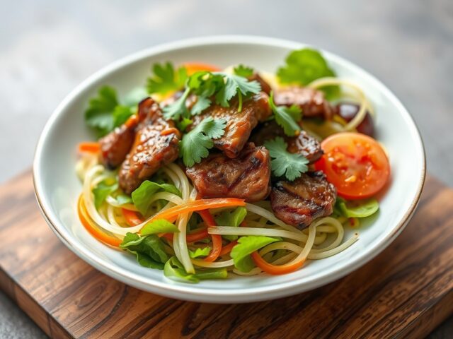 Ossenhaas salade met een Aziatisch tintje — AI-gegenereerde illustratie