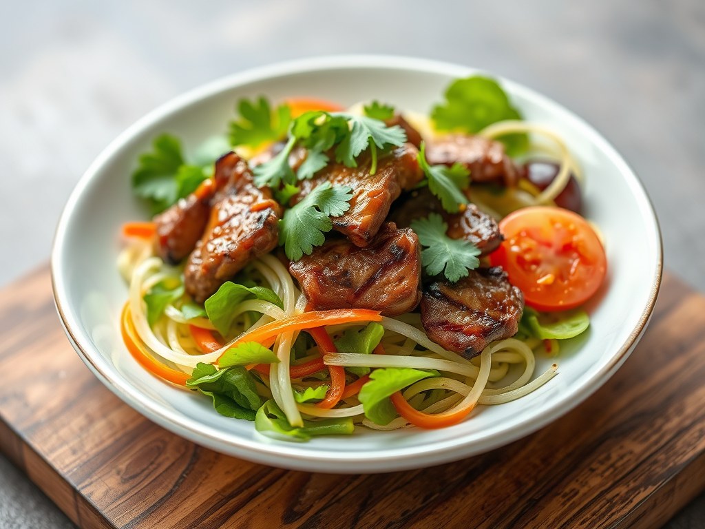 Ossenhaas salade met een Aziatisch tintje, AI-gegenereerde illustratie