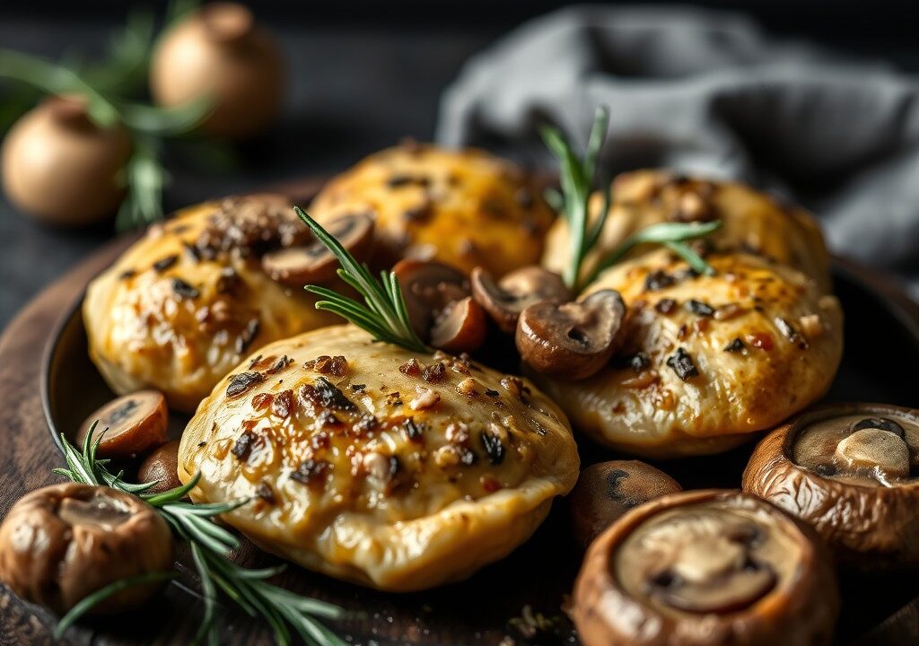 Ovenkrieltjes met paddenstoelen — AI-gegenereerde illustratie