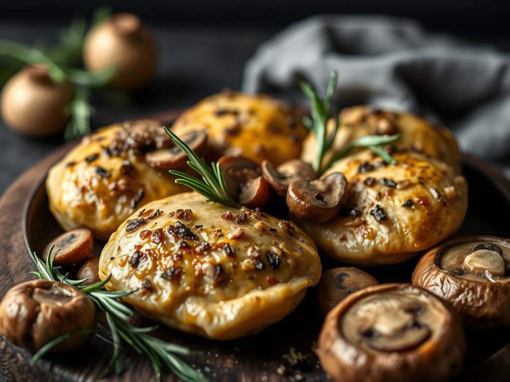 Ovenkrieltjes met paddenstoelen, AI-gegenereerde illustratie