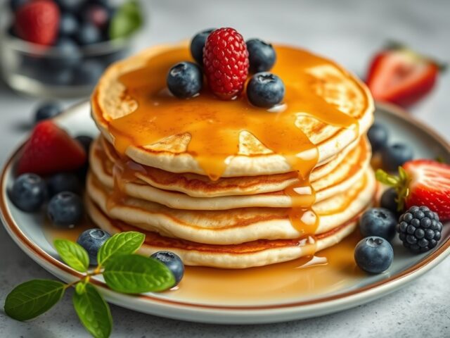Pancakes met blauwe bessen — AI-gegenereerde illustratie
