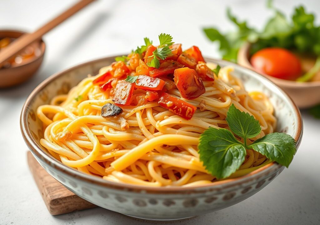 Pancit uit de Philippijnen, AI-gegenereerde illustratie
