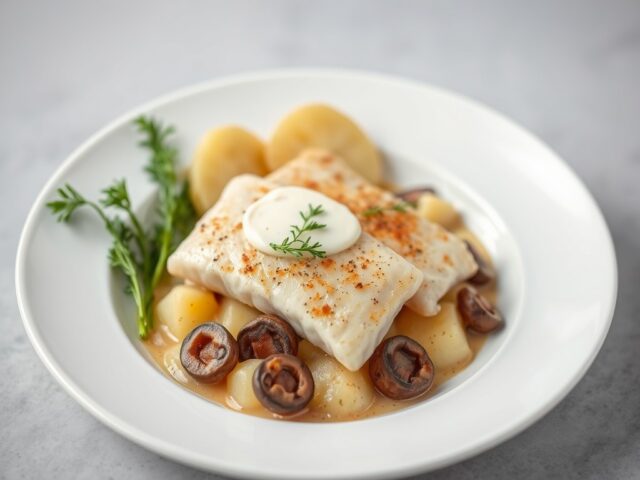 Pangasiusfilets met aardappelen — AI-gegenereerde illustratie