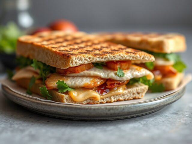 Panini met kip en Maredsous Traditie — AI-gegenereerde illustratie
